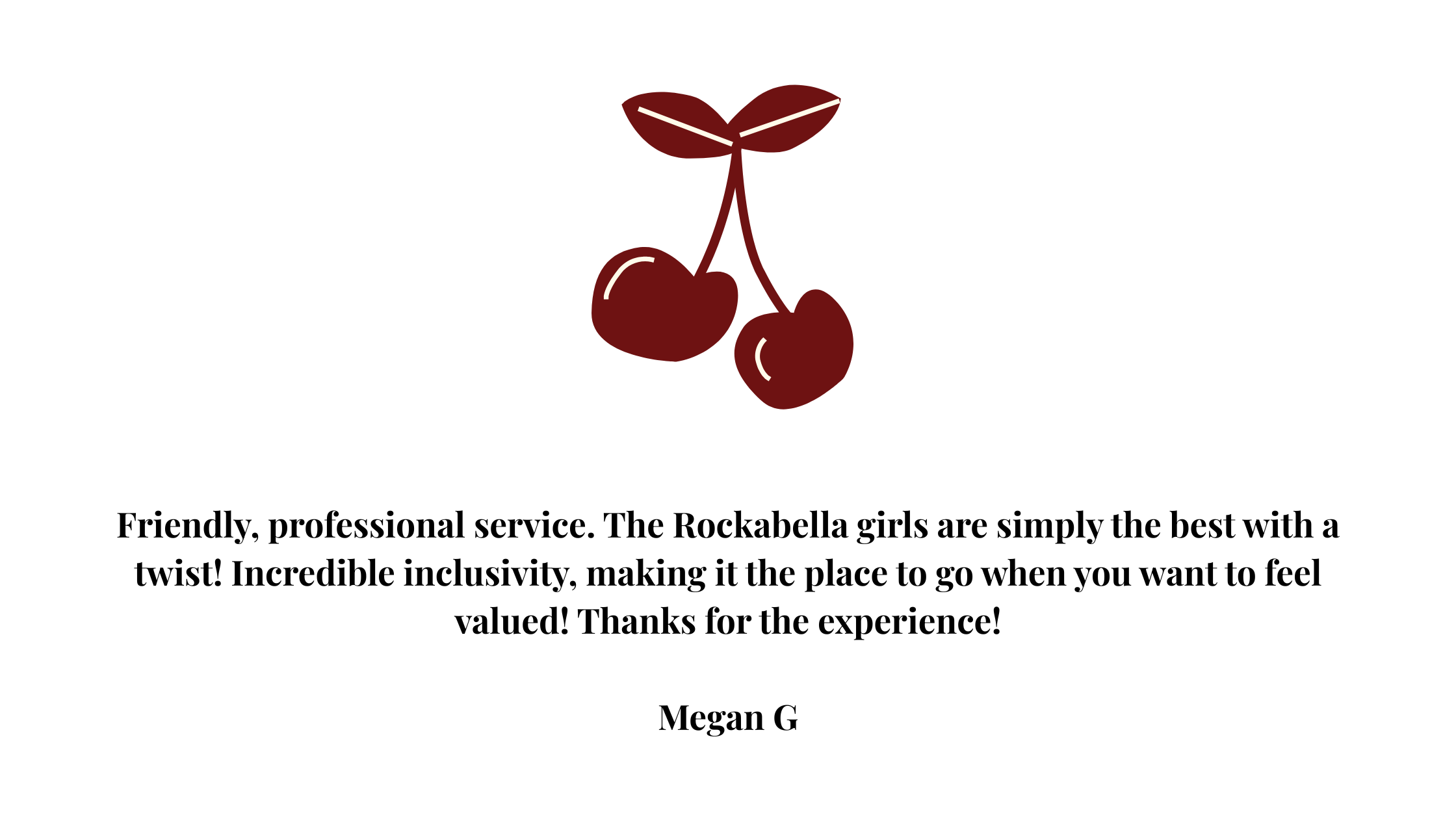 A black background with red cherries and green leaves illustrated at the top.