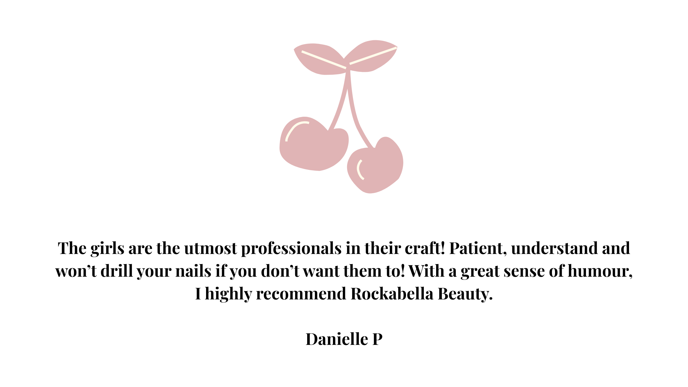 A pink illustration of cherries with a leaf and the text "Sweet Cherries".