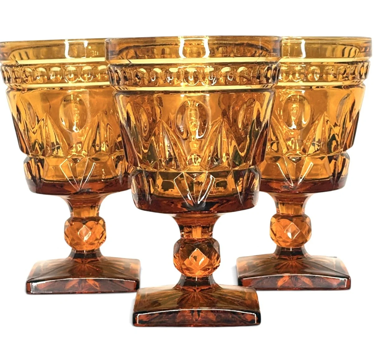 Indiana Glass Colony Park Lane Amber Goblets