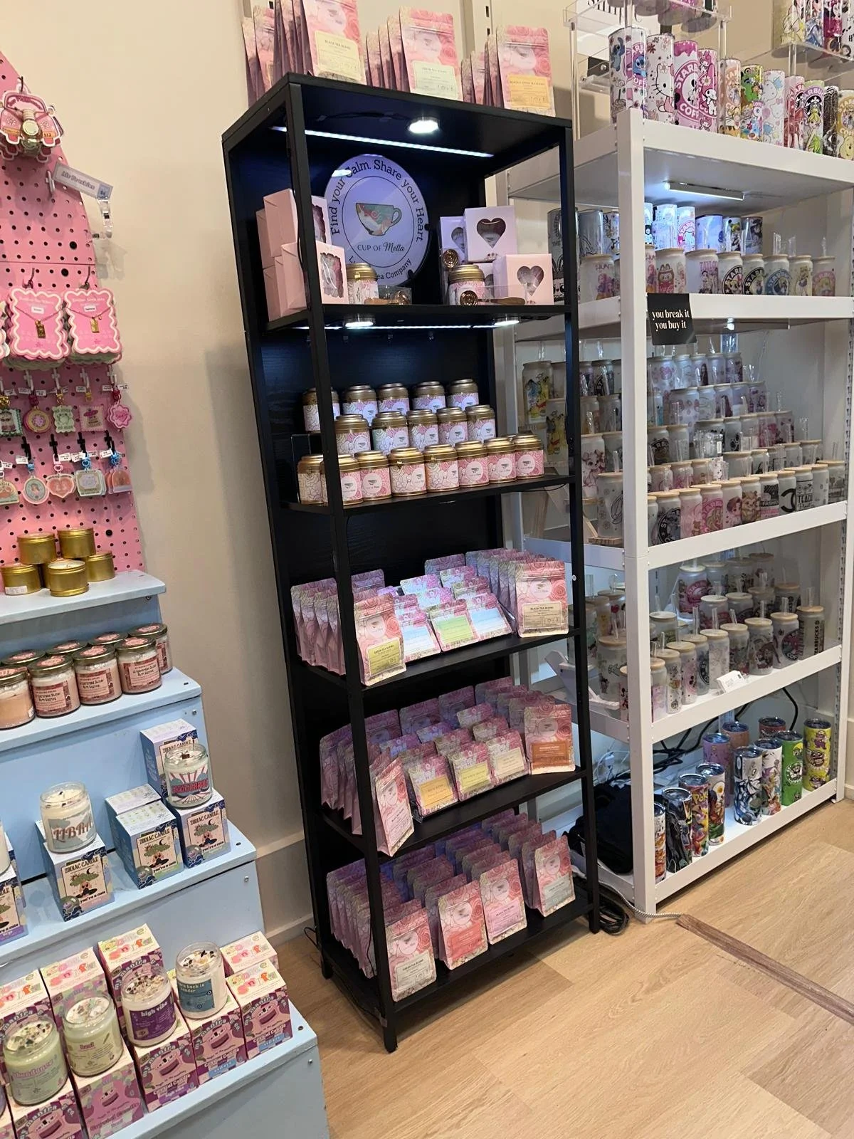 Display of Cup of Metta products at Makers Vaughan Mills location