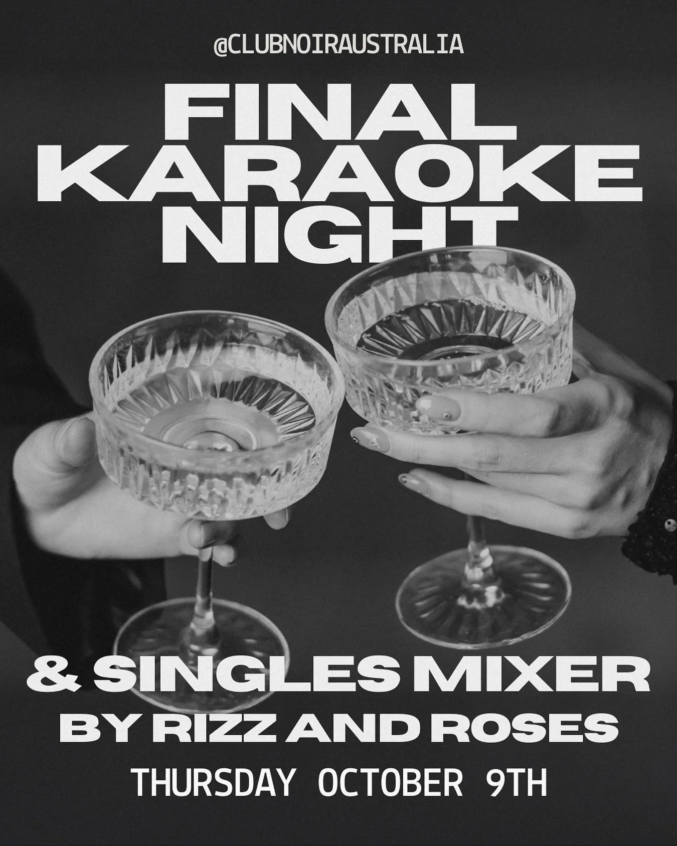 Club Noir&rsquo;s Last Karaoke Night 🖤🎤

As we head into the busy season for private events, club Noir invites you to join us on our final karaoke night of the year 🌟

We will also be joined by @rizzandrosesaustralia for a singles mixer traffic li
