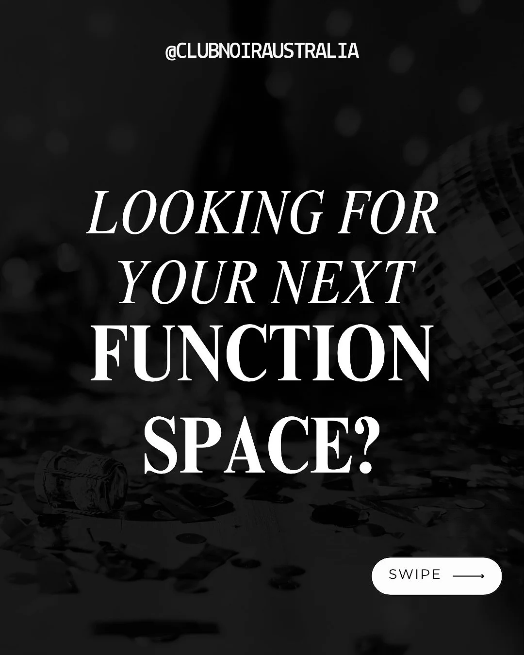 A unique, versatile function space designed to make your event unforgettable ✨ 

From intimate celebrations and milestone birthdays to corporate gatherings and live performances, Club Noir offers a fully equipped venue with everything you need. 

Con