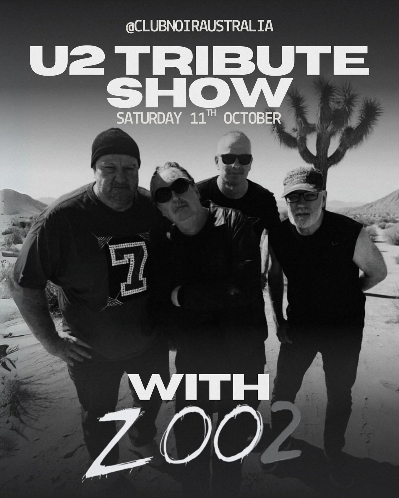 The ultimate tribute to U2 lands at Club Noir 🎸

Experience the power and passion of ZOO2 as they bring U2&rsquo;s biggest anthems to life &mdash; With or Without You, Beautiful Day, Where the Streets Have No Name and more.
⁠
📅 Saturday 11 October
