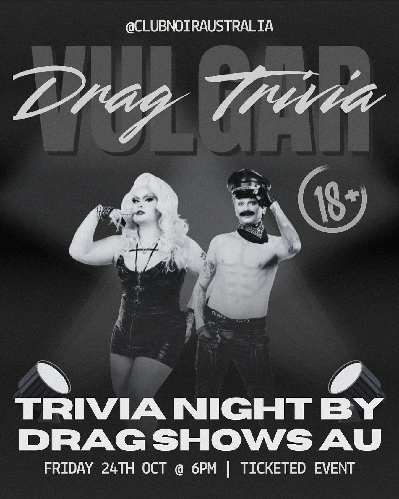 Think you&rsquo;ve been to trivia? Think again 💅
This one&rsquo;s VULGAR, a little provocative, and a LOT of fun.

Join us at Club Noir on Friday, Oct 24 for a night where wit meets glitter, and trivia takes a turn for the fabulous. Expect cheeky qu