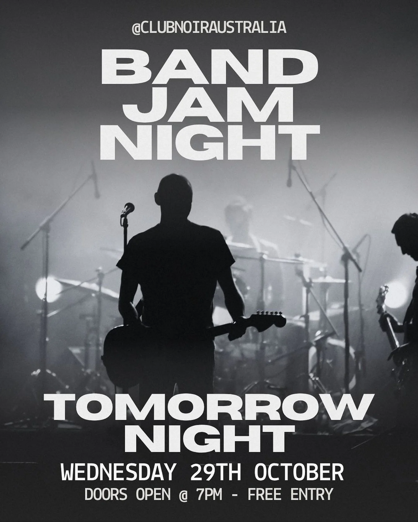 Grab your guitar, warm up those vocal cords, and bring the energy! πΈπ₯π€
Band Jam Night is the perfect space to play, collaborate, and let your music shine. Tomorrow night, come make some noise with us!
π Club Noir | β° 7PM
#clubnoiraustralia #ba