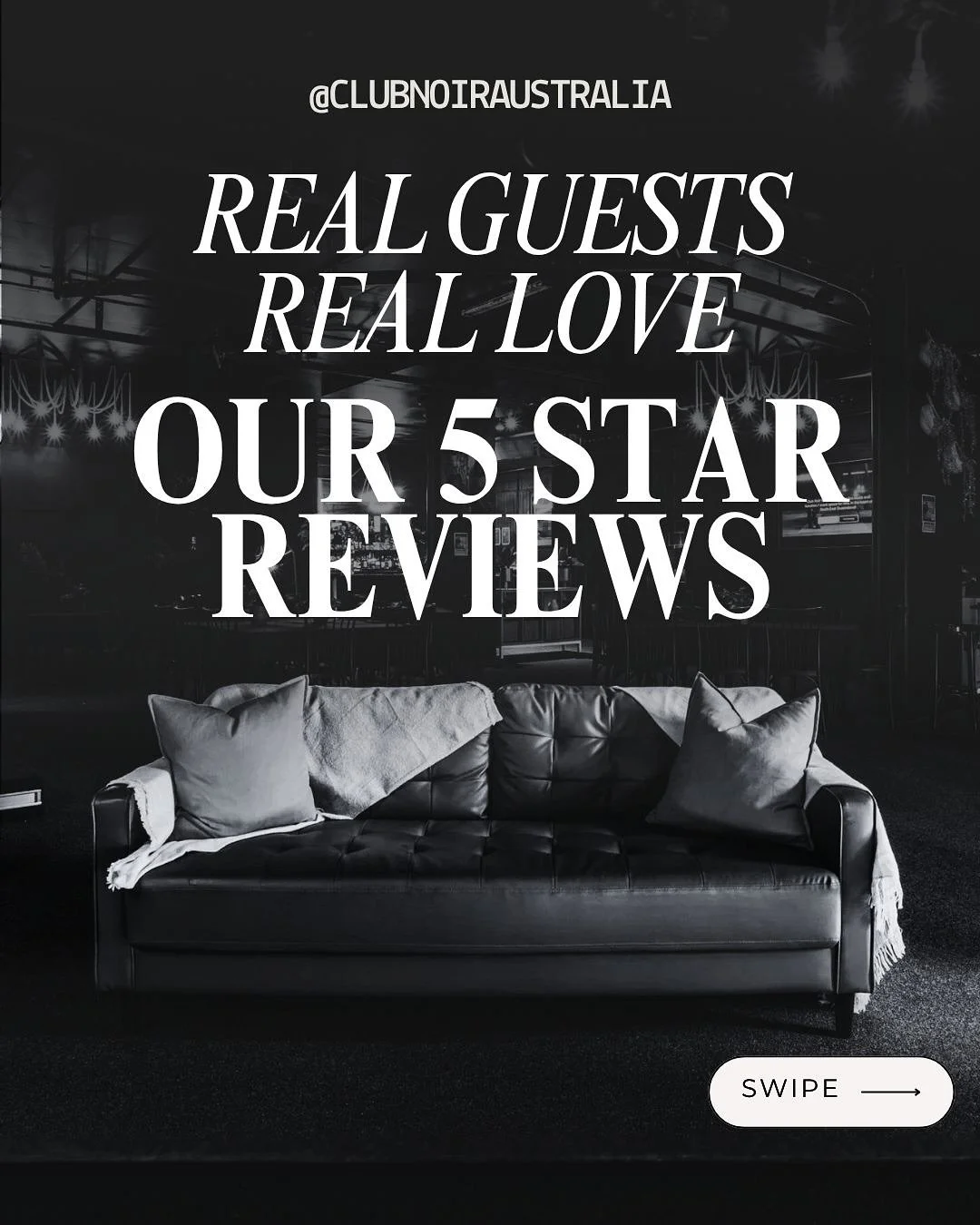 Sharing the customer love 🖤

There&rsquo;s nothing we adore more than hearing your 5 star moments! 
No matter what you come to Club Noir for, whether it&rsquo;s Friday Night Live, private events, or anything in between, Club Noir takes pride in deli