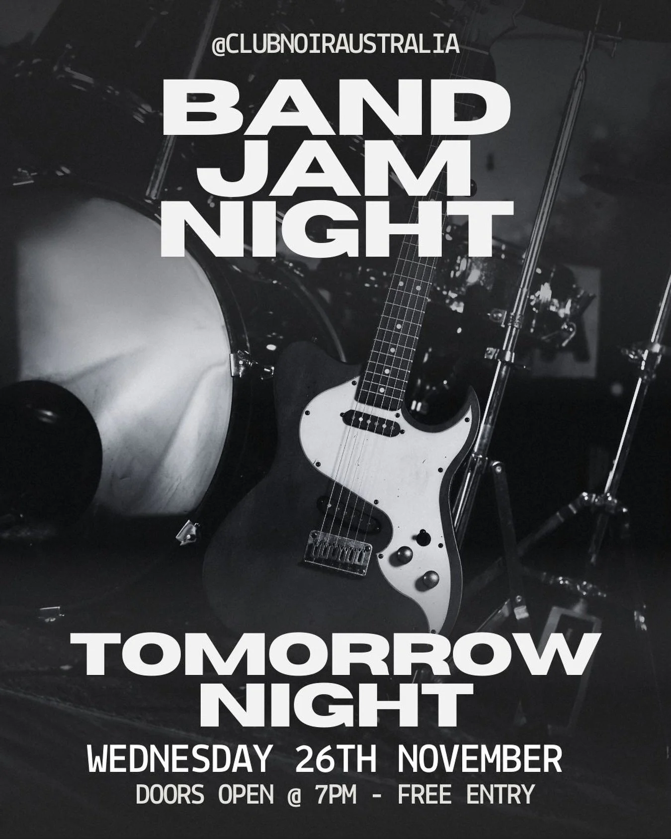 🎸 Band Jam is on tomorrow night! 

As we wrap up the year, we&rsquo;re down to our last few sessions. So come soak up the music, the energy and the good times while you still can. Don&rsquo;t miss it! 🔥

#BandJam #LiveMusicNight #clubnoir #EndOfYea