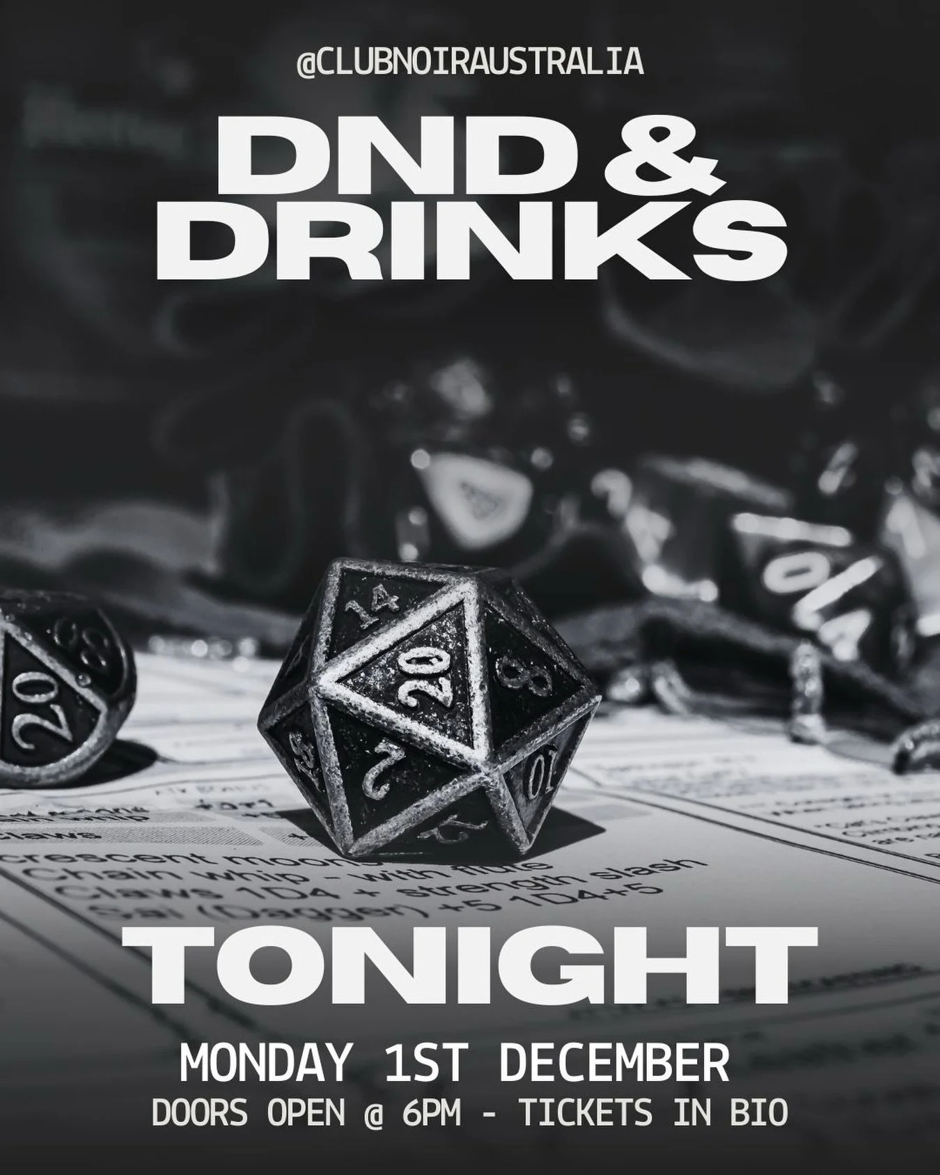 Your party is assembling, the quests are calling, and the cocktails are ready. Don&rsquo;t miss one of the last adventures of the year!

DND &amp; Drinks tonight, from 6pm. Don&rsquo;t miss out 🐉🍸

#DnDNight #AdventurersAssemble #GameNightVibes #Cl