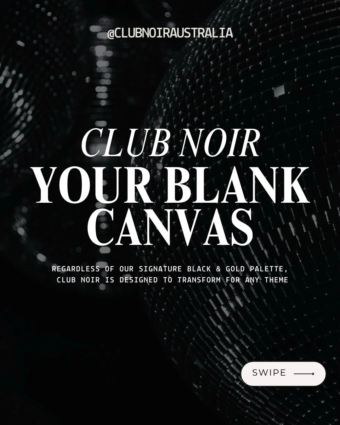 Black &amp; gold by default. Limitless by design.
Club Noir transforms to match your theme 🖤

🤠 Country &bull; 🎷 Gatsby &bull; 🪩 Disco
🌴 Tropical &bull; 🎭 Masquerade &bull; 💎 Old Money
🎤 Concert &bull; 🖤 B&amp;W &bull; 🎄 Christmas &bull; 🪩