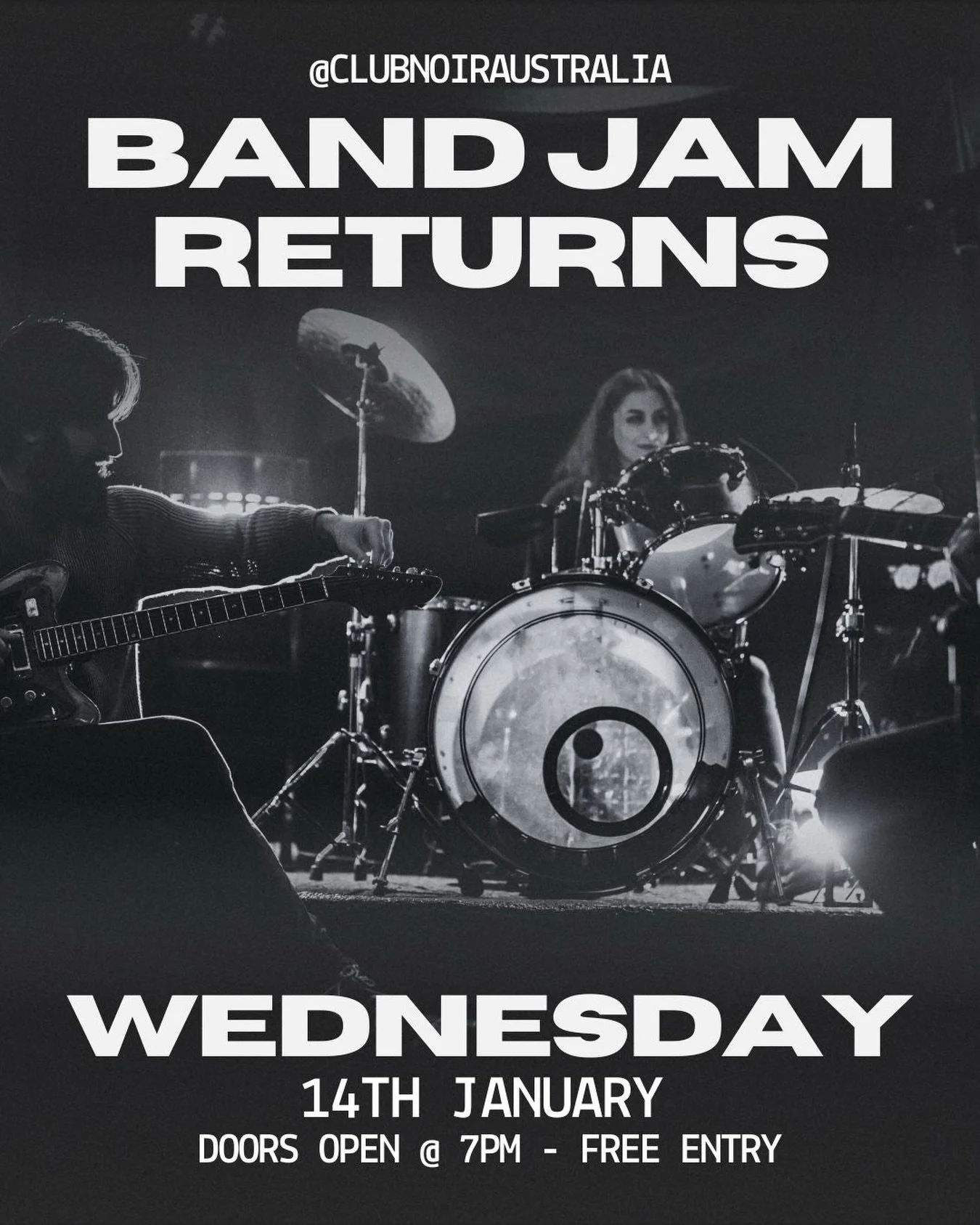 The jam is back 🎸🔥
 Band Jam Night returns &mdash; louder, tighter, and ready to turn up the room!
 Bring your instrument, bring your voice, or just bring the vibes&hellip; we&rsquo;ll handle the rest 🎸

#BandJamNight #LiveMusic #clubnoir #JamSess