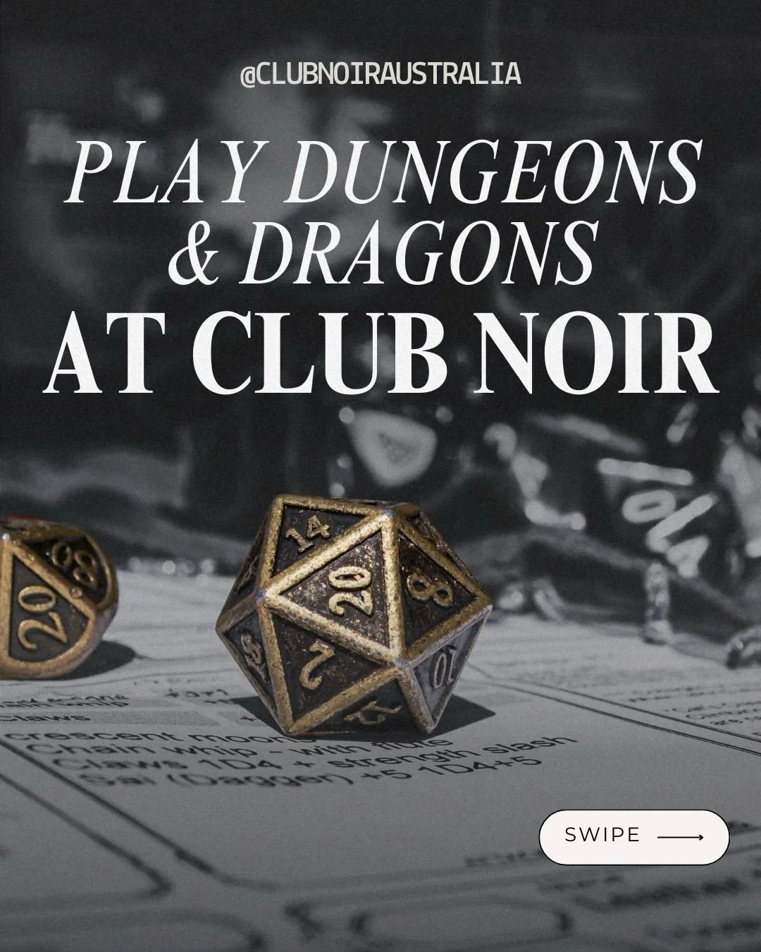 Thinking of coming to Club Noir for one of our D&amp;D nights? 🐉✨

It&rsquo;s the perfect way to escape the ordinary, roll some dice, and dive into a story of your own making. Whether you&rsquo;re a first timer or a seasoned adventurer, our nights a