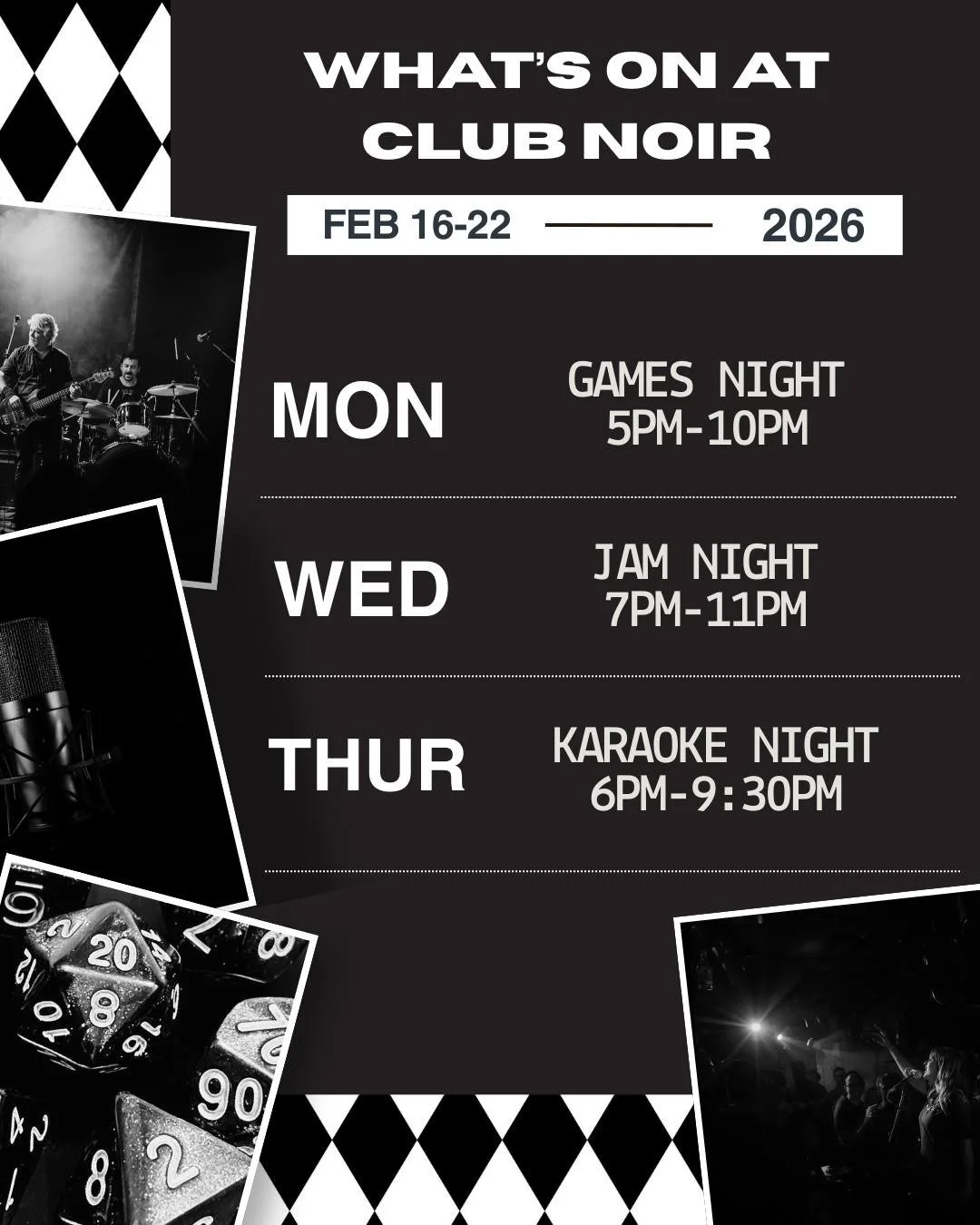 This is how midweek is done at Club Noir! Hope to see you there!

#BandJamNight #LiveMusic #clubnoir #JamSession #BoardGamesAndDrinks  #mondayplans #GameNight #whatsonbrisbane #karaoke #karaokenight #whatsonbrisbane #LocalNights #musiciansofinstagram