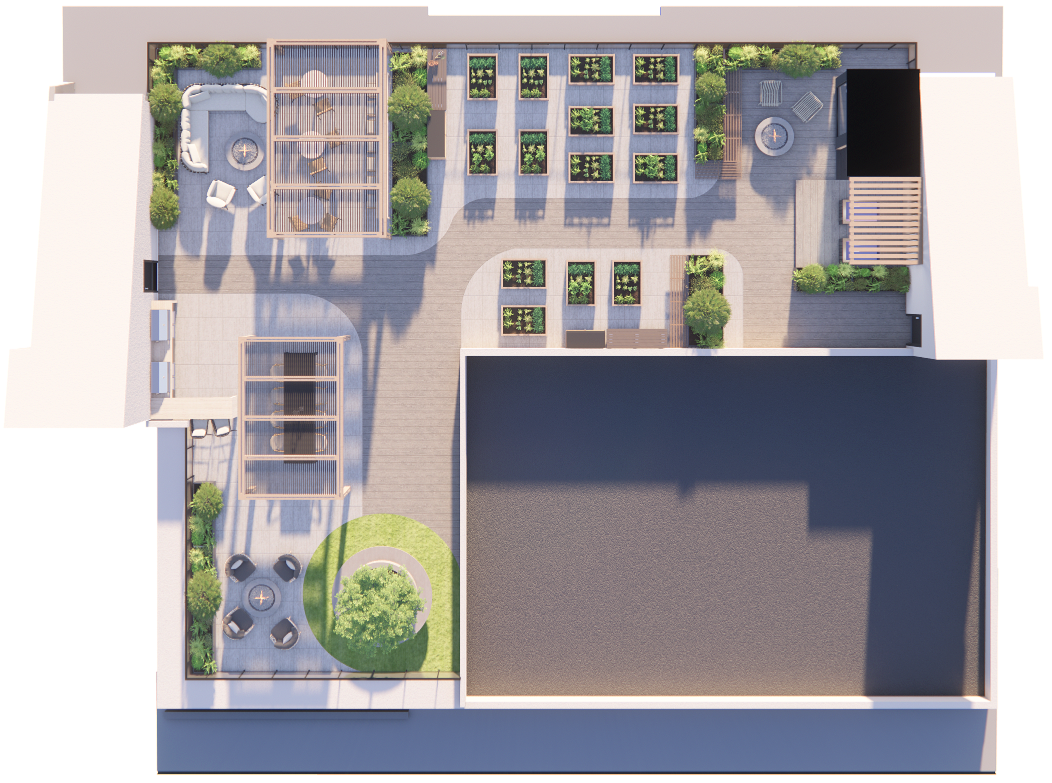 Serenity Kelowna rooftop amenity map