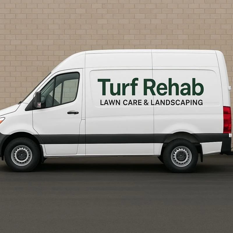 Our Turf Rehab Lawn Care & Landscaping service van, used for fertilizing, lawn care, and landscape maintenance across Sandusky and the surrounding areas.