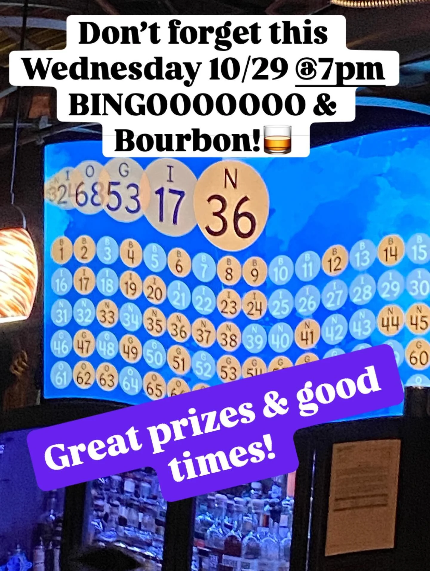 Bingo &amp; Bourbon is this Wednesday at the West Akron location!🥃1947 W Market St in the plaza behind CVS. We put together a special flight for you to try while you play BINGO but don&rsquo;t forget we have a fantastic fall cocktail menu as well! G