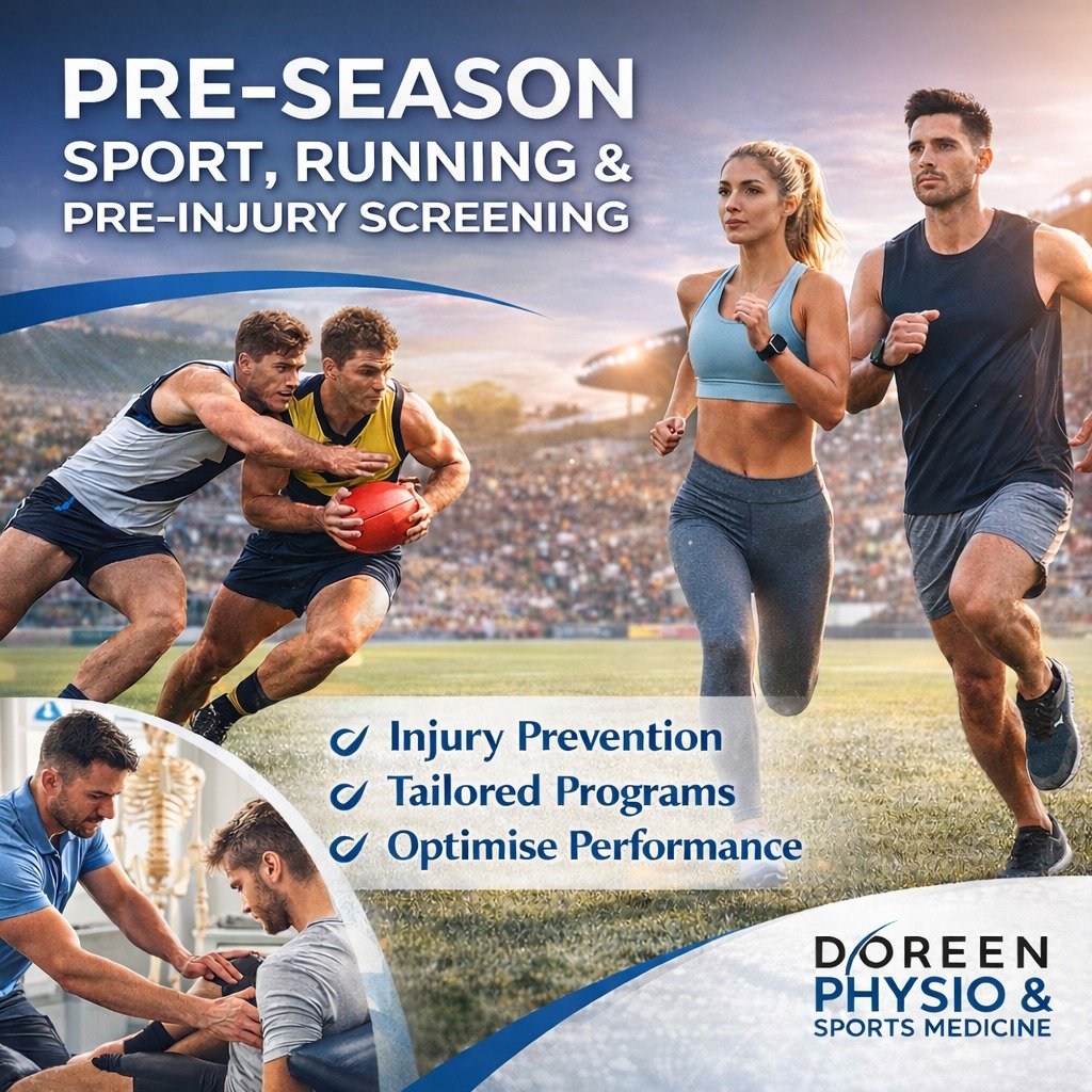 It's that time of the year again!

Get season-ready with Pre-Injury Screening and rehabilitation at Doreen Physio &amp; Sports Medicine 💪
Designed for athletes and runners to identify risks early, prevent injuries, and optimise performance before th