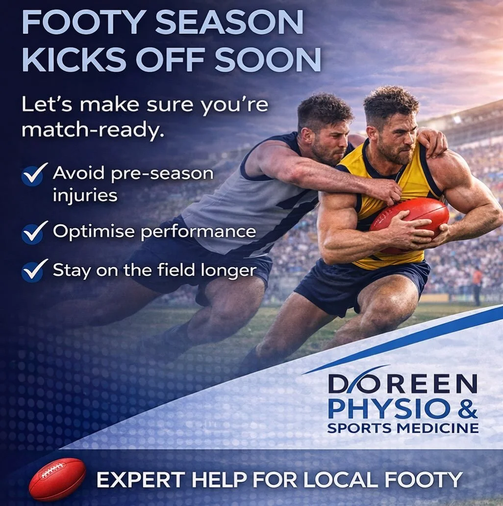 🏉 Footy season is almost here

With practice matches underway, now&rsquo;s the time to make sure your body is ready for the demands of the season!!

If something doesn&rsquo;t feel quite right, it&rsquo;s worth getting checked before round one.

📲 