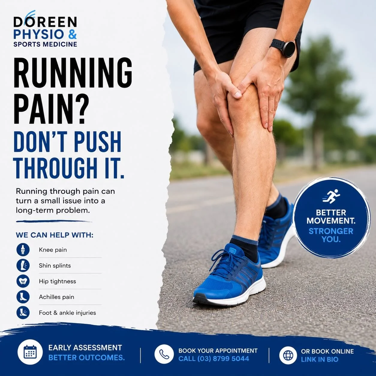 Running pain isn&rsquo;t something you should just push through.

Whether it&rsquo;s knee pain, shin splints, Achilles pain or persistent tightness, addressing it early can help prevent bigger problems down the track.

📍 Book via the link in bio or 