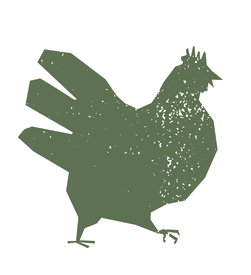 Silhouette of a cartoonish bird with a crown on its head, large tail feathers, and a small beak, facing to the right.