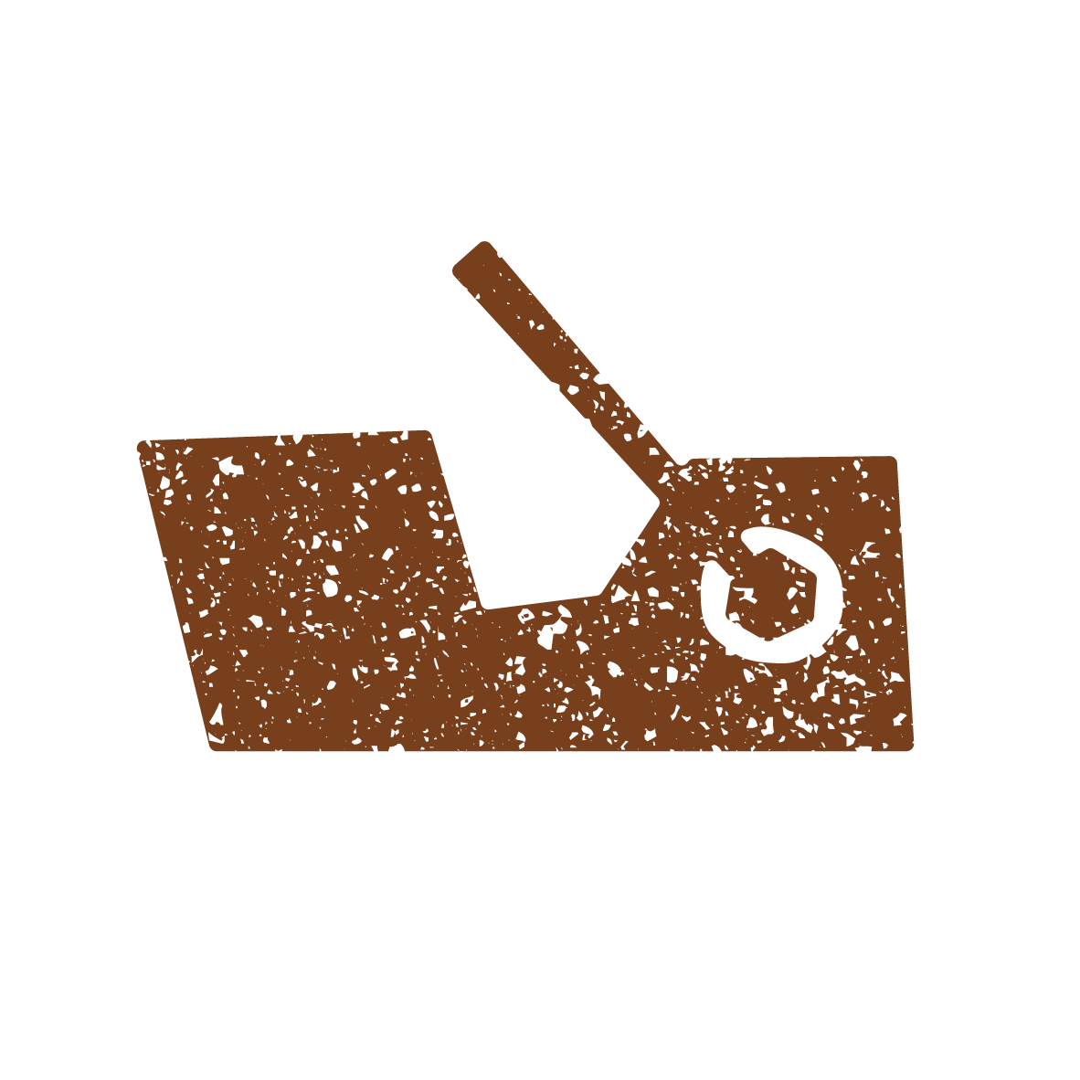 A brown box with a black cursor arrow pointing at it.