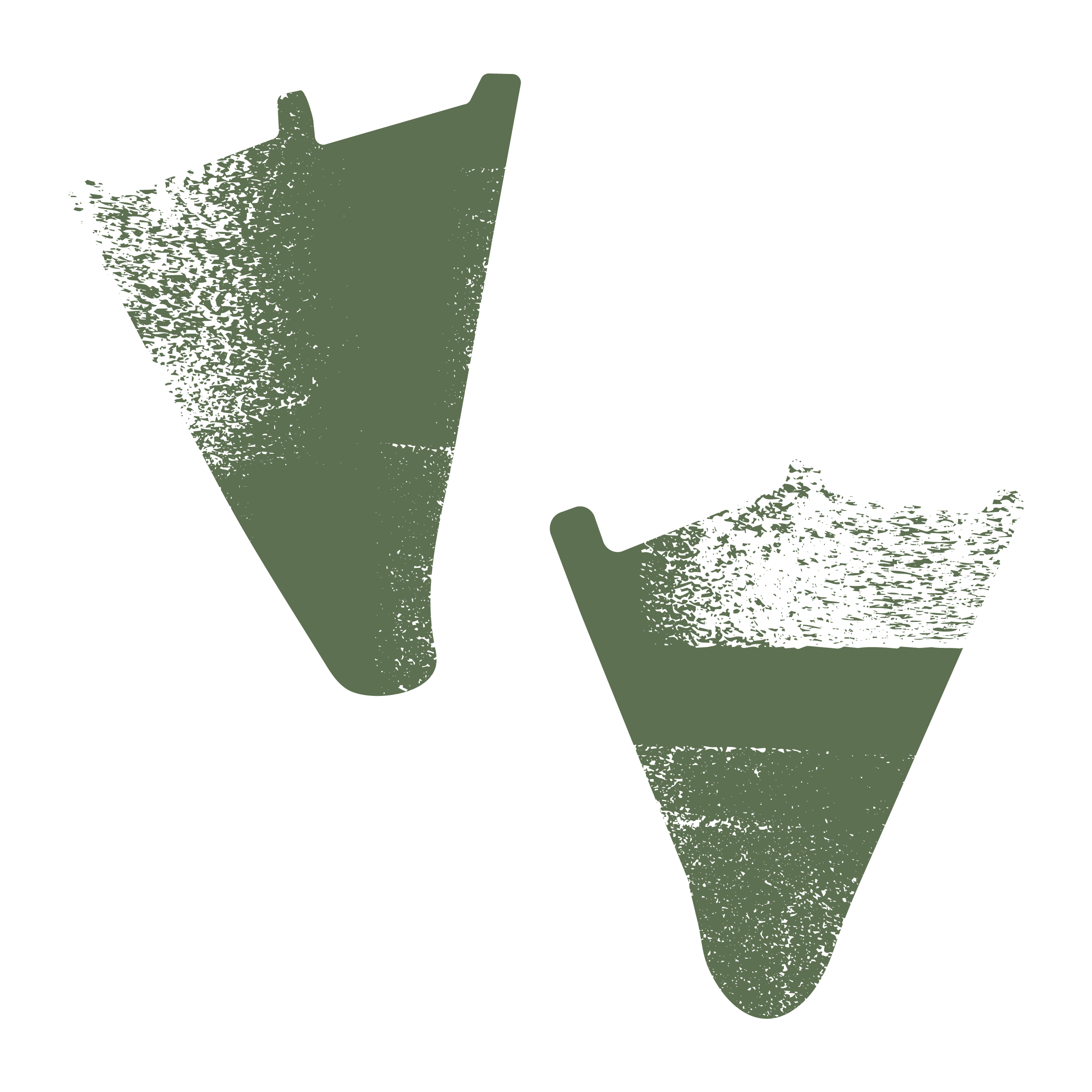 A cutout of a disposable container filled with food, possibly pasta or rice, with some greens on top, against a black background.