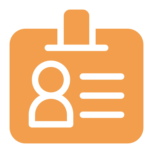 Icon of identification card with a person's silhouette and text lines