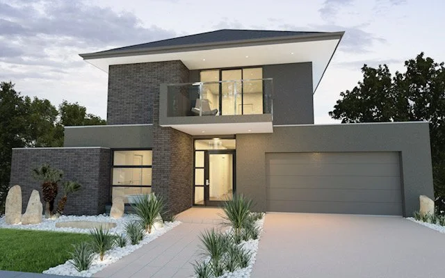 Contemporary Aus House with Brick and Render facade