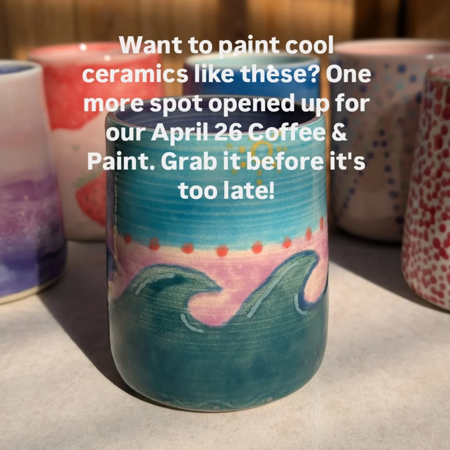 Go to www.blueheronclayworks.com/coffee-paint to secure the last spot. We're excited to be using a new clay body and firing method for this event which will make the painting even more beginner friendly, the colors even more bold, and the lines even 
