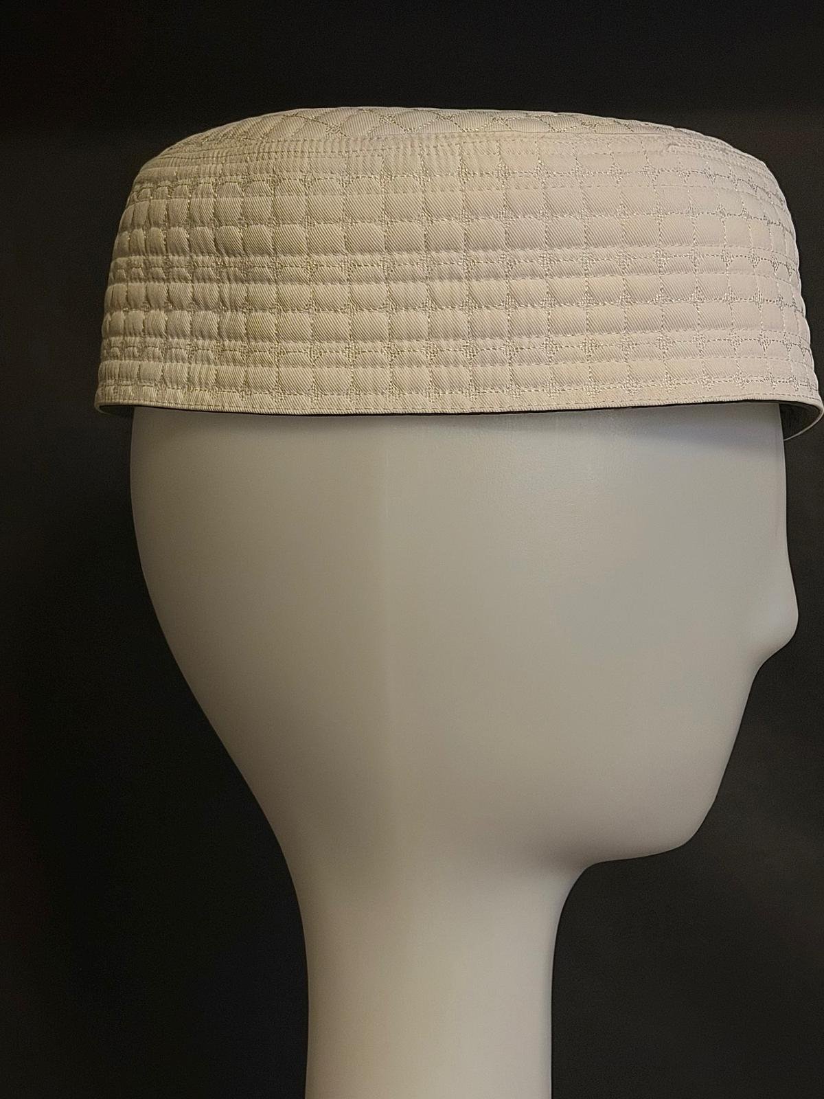 Reversible White & Olive Green Kufi