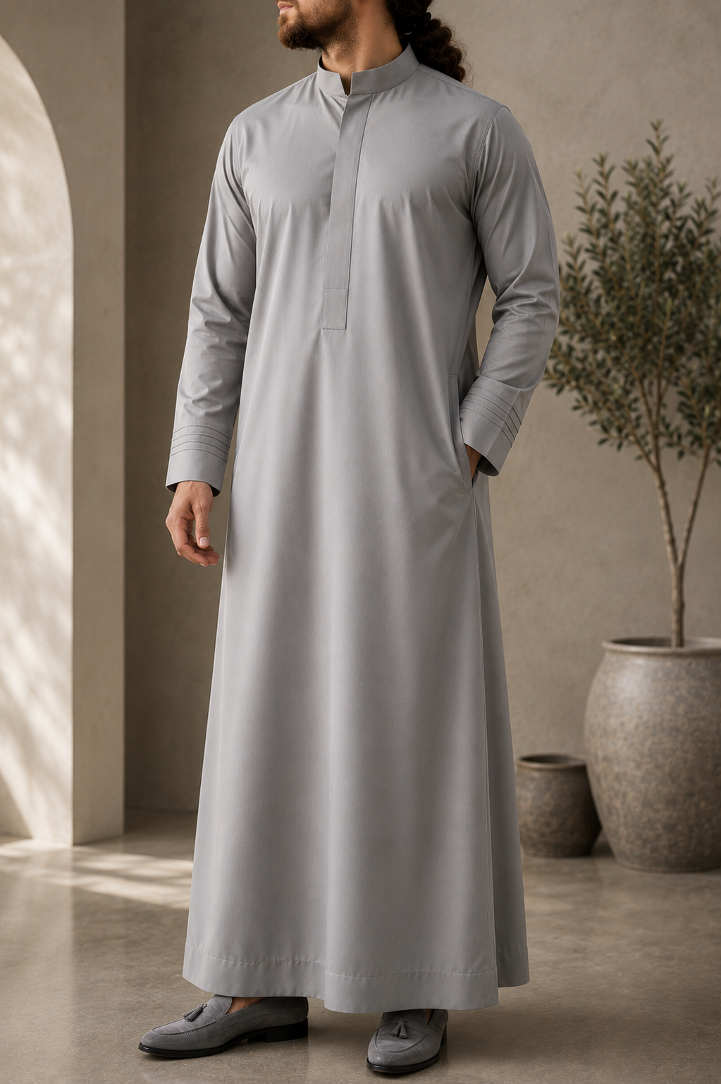 Premium Gray Thobe for Men