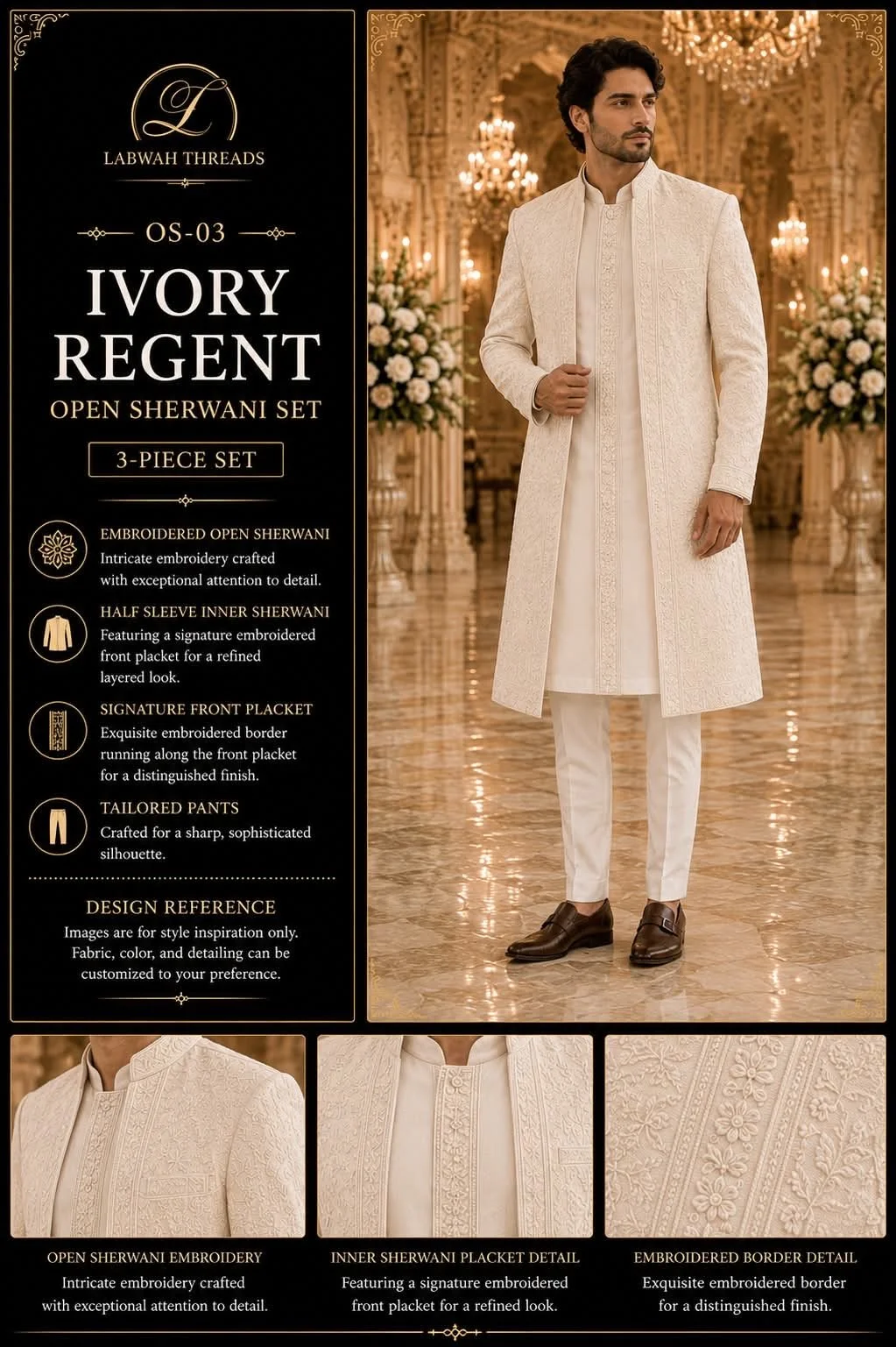 Open Sherwani Ivory