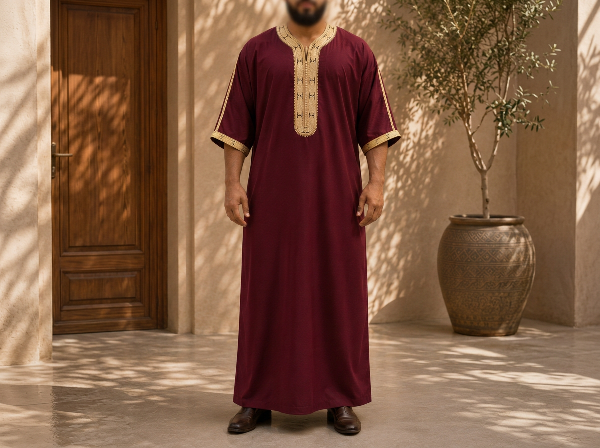 Maroon/Gold morrocan Thobe