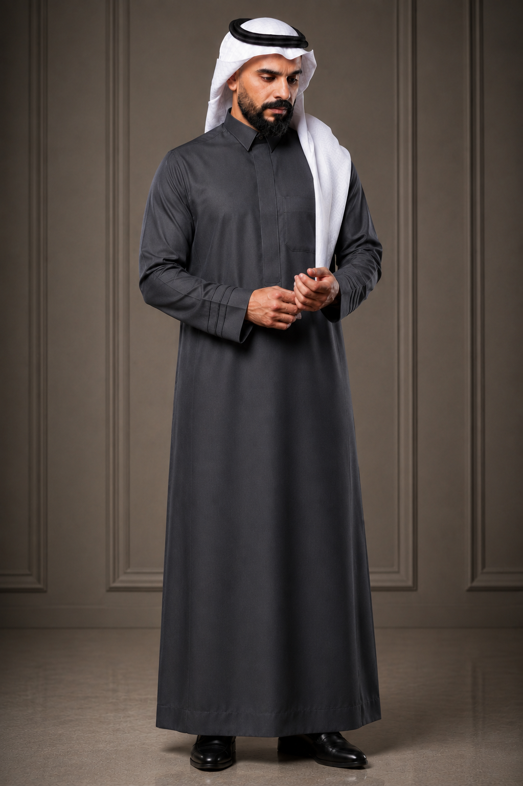 Luxurious Charcoal Thobe