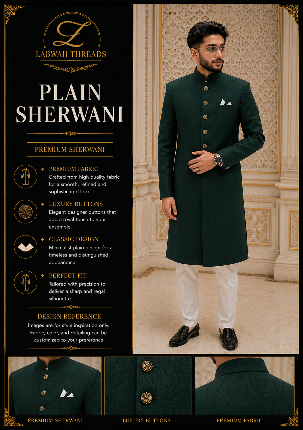 Plain Textured Sherwani