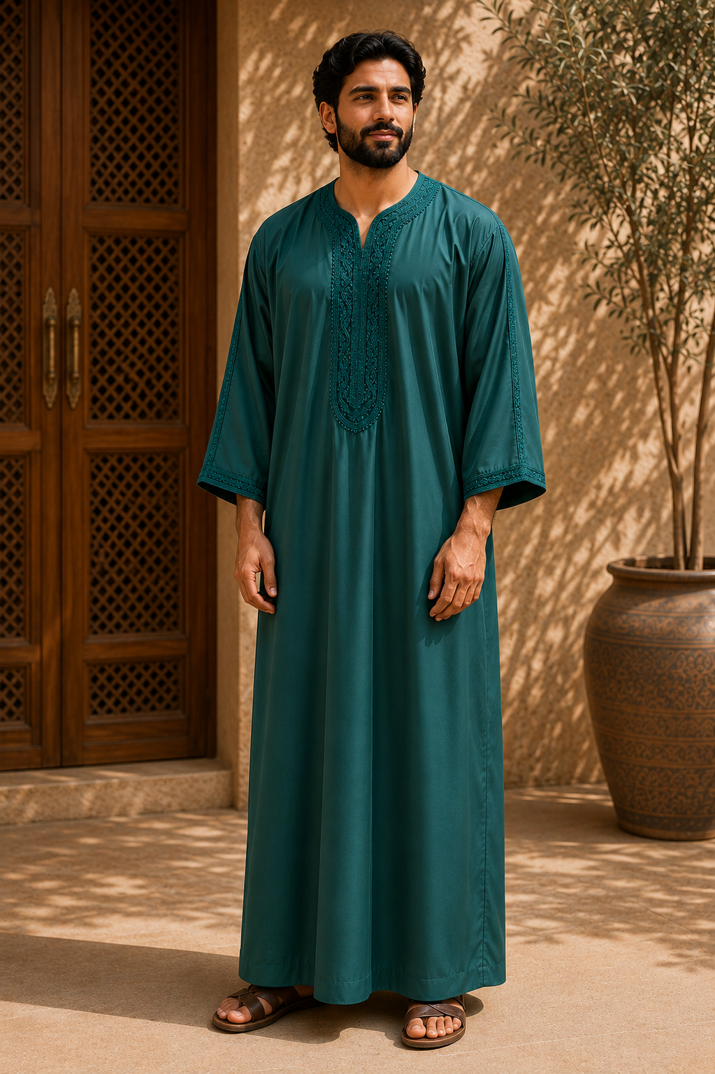 Dark Green morrocan thobe
