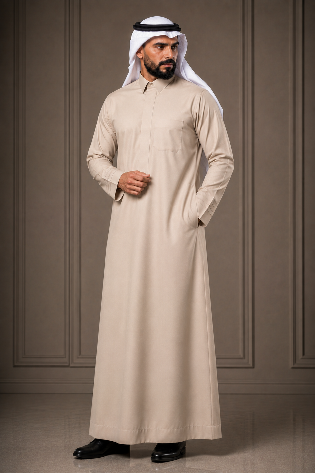 Luxurious beige Saudi Thobe