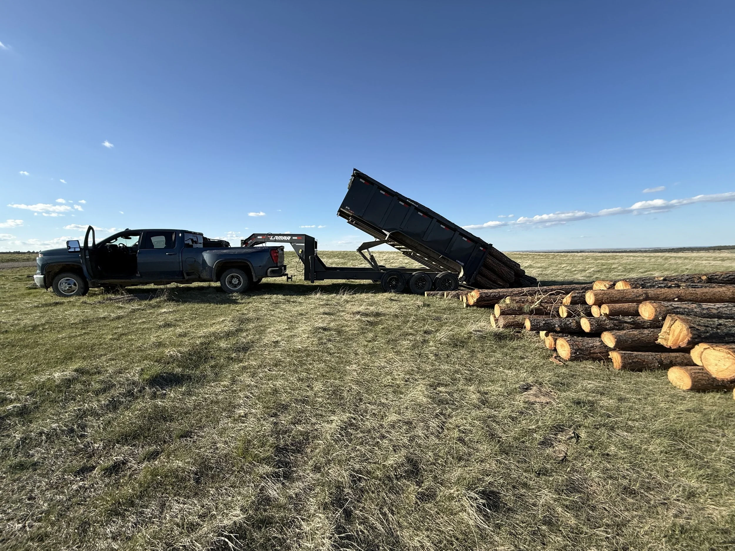 The client requested logs be left on another part of the ranch for consumption.