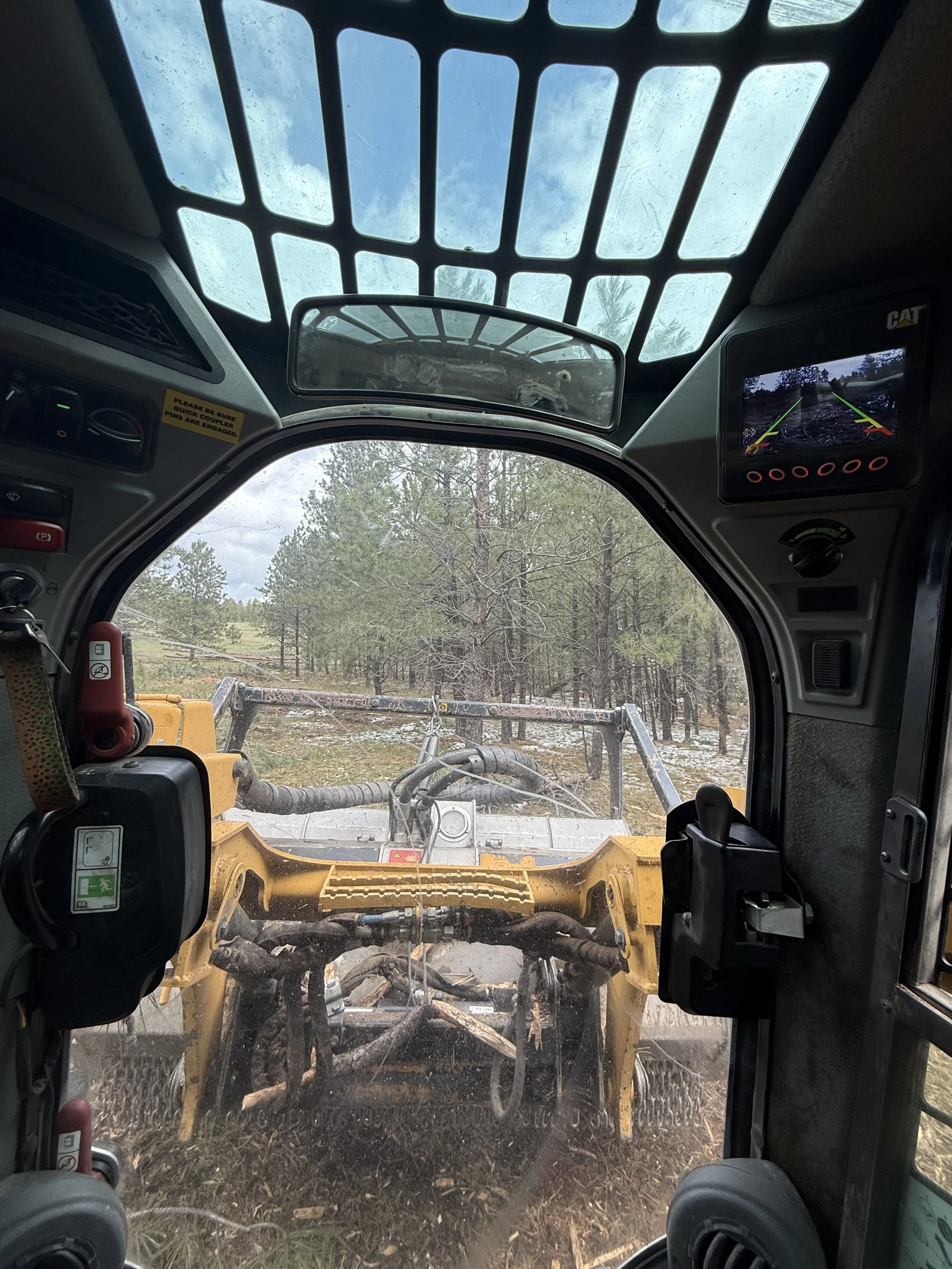 A view from inside the cab.