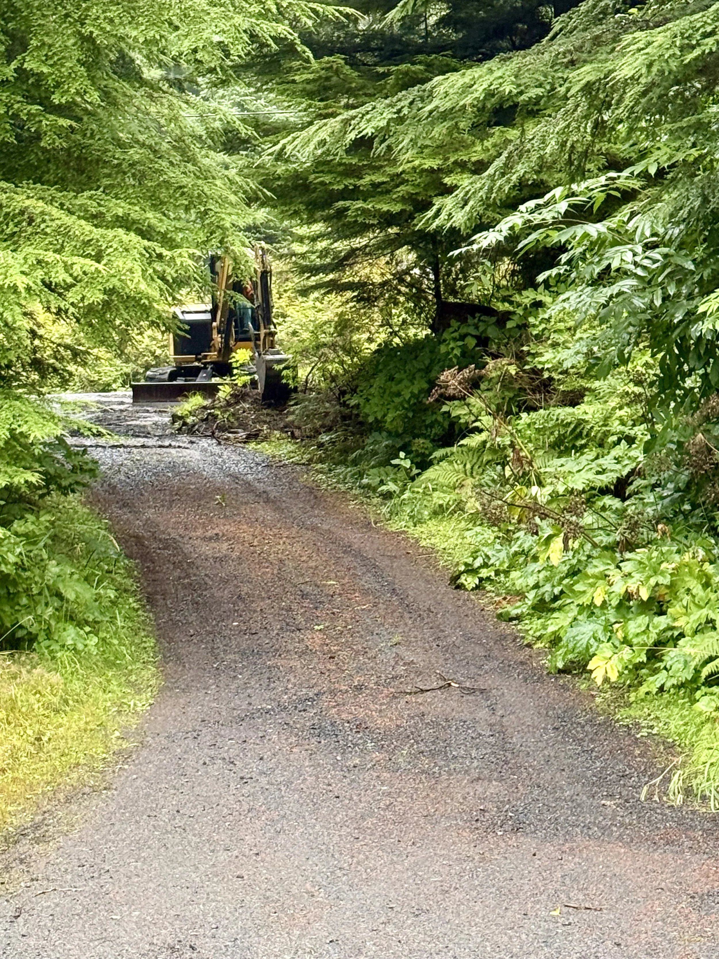 This project involved opening up proper drainage on an existing portion of roadway and creating an additional extension of road down to the beach on this client's property in Wrangell, Alaska.