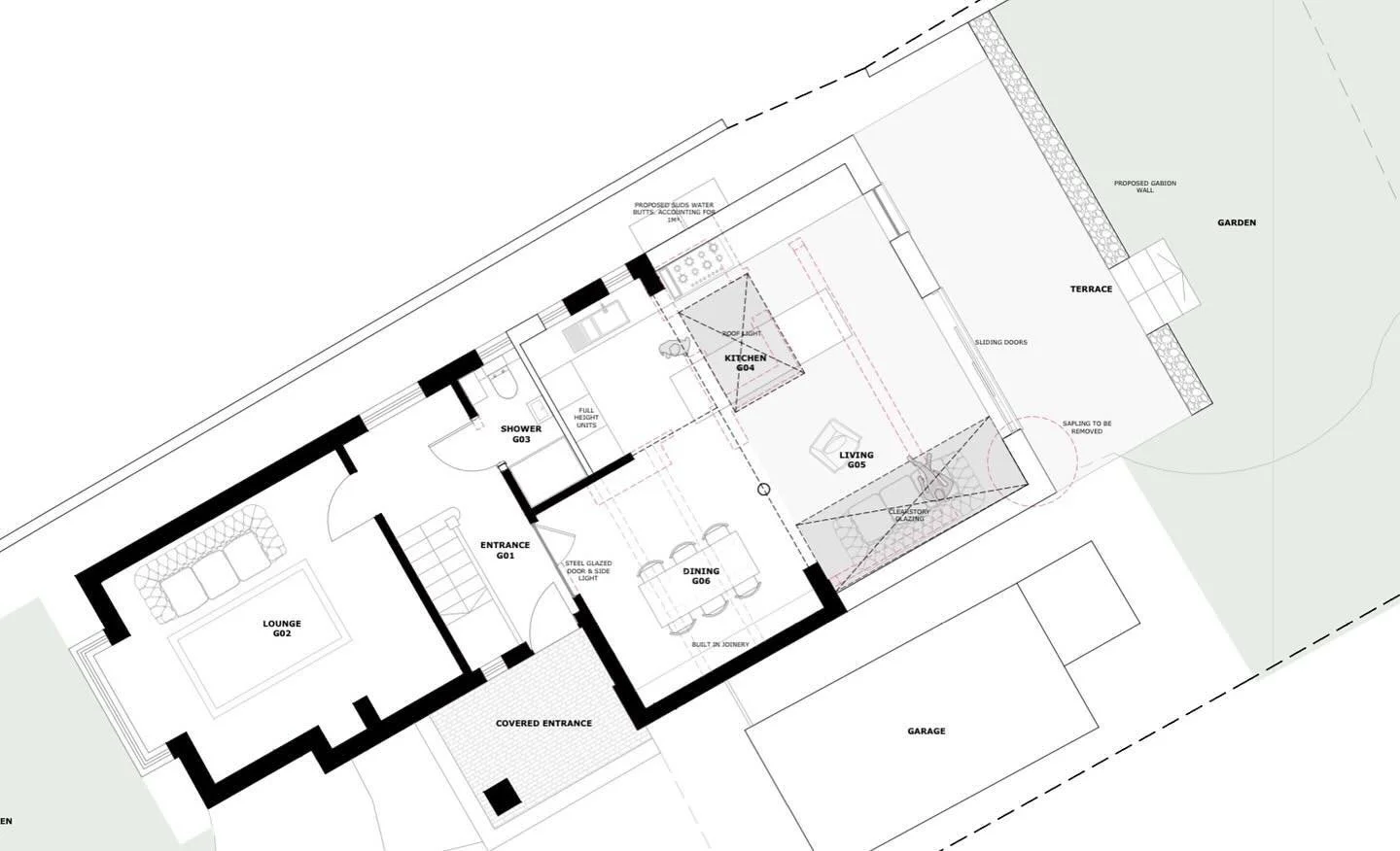 We are delighted to receive planning permission for this contemporary extension in Hastings. The scheme creates an open plan, socially focussed space, making the most of natural light within the roof slopes. The scheme respects local scale &amp; sits