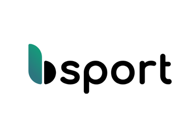 Logo avec un symbole en forme de 'l' stylisée et le mot 'sport' en texte noir