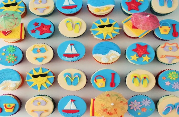 Beach Time Cupcakes - These hand crafted sugar discs fit beautifully on any cupcake.