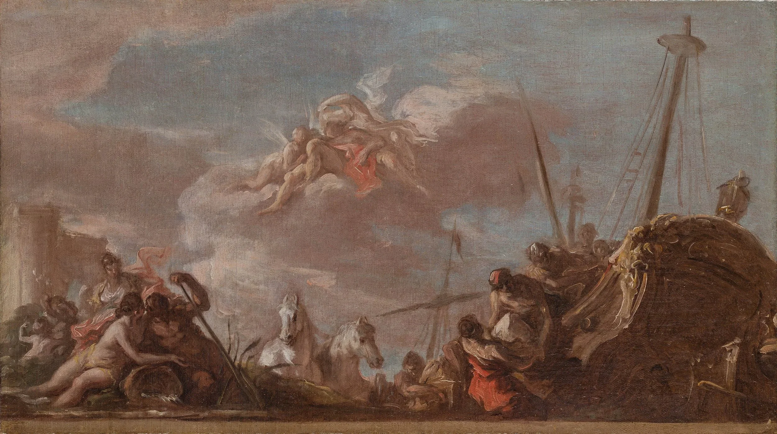 Unloading Goods from Louisiana on the Banks of the Seine by Giovanni Antonio (dit Gianantonio) Pellegrini   Venice, 1675 - Venice, 1741