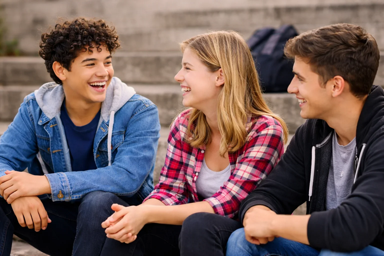 teenage friends hanging out after social skills training group near Mount Laurel NJ