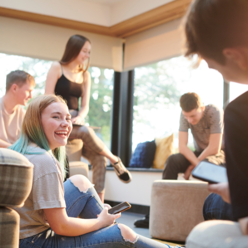 Teens hanging out with friends after social skills group in south jersey near philadelphia