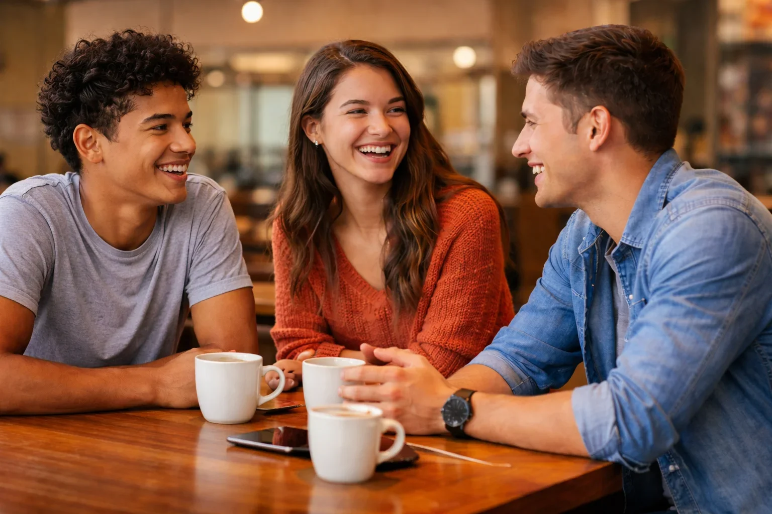 young adult friends hanging out after social skills training group near Evesham NJ