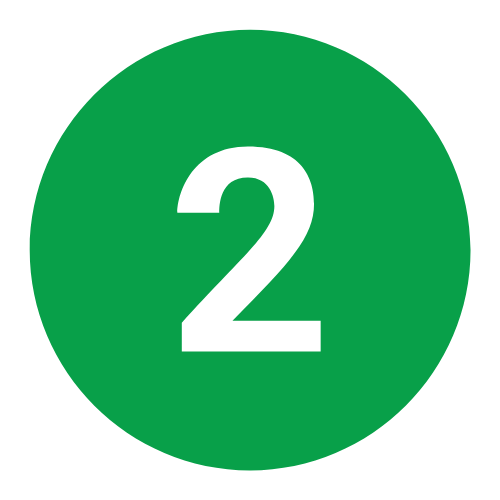 Green circle with the number two in black inside.