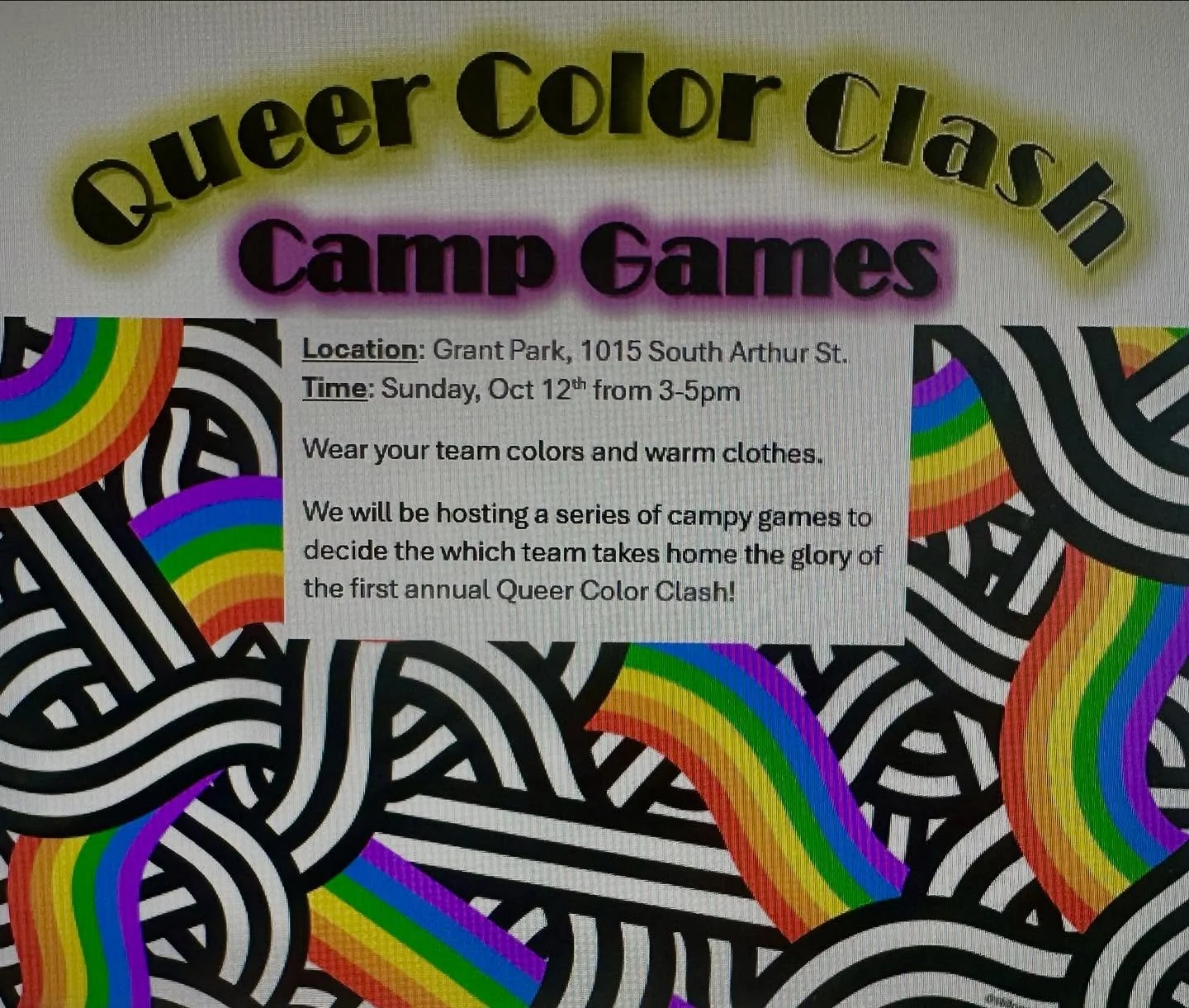 Join us for the close out of the Queer Color Clash. Link more events in the bio.