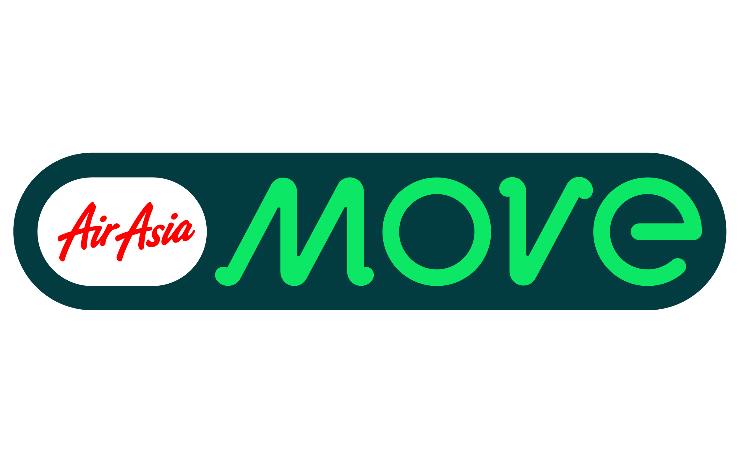 Logo of AirAsia Move with 'AirAsia' in red cursive inside a white oval and 'move' in green neon-style letters on a dark background.
