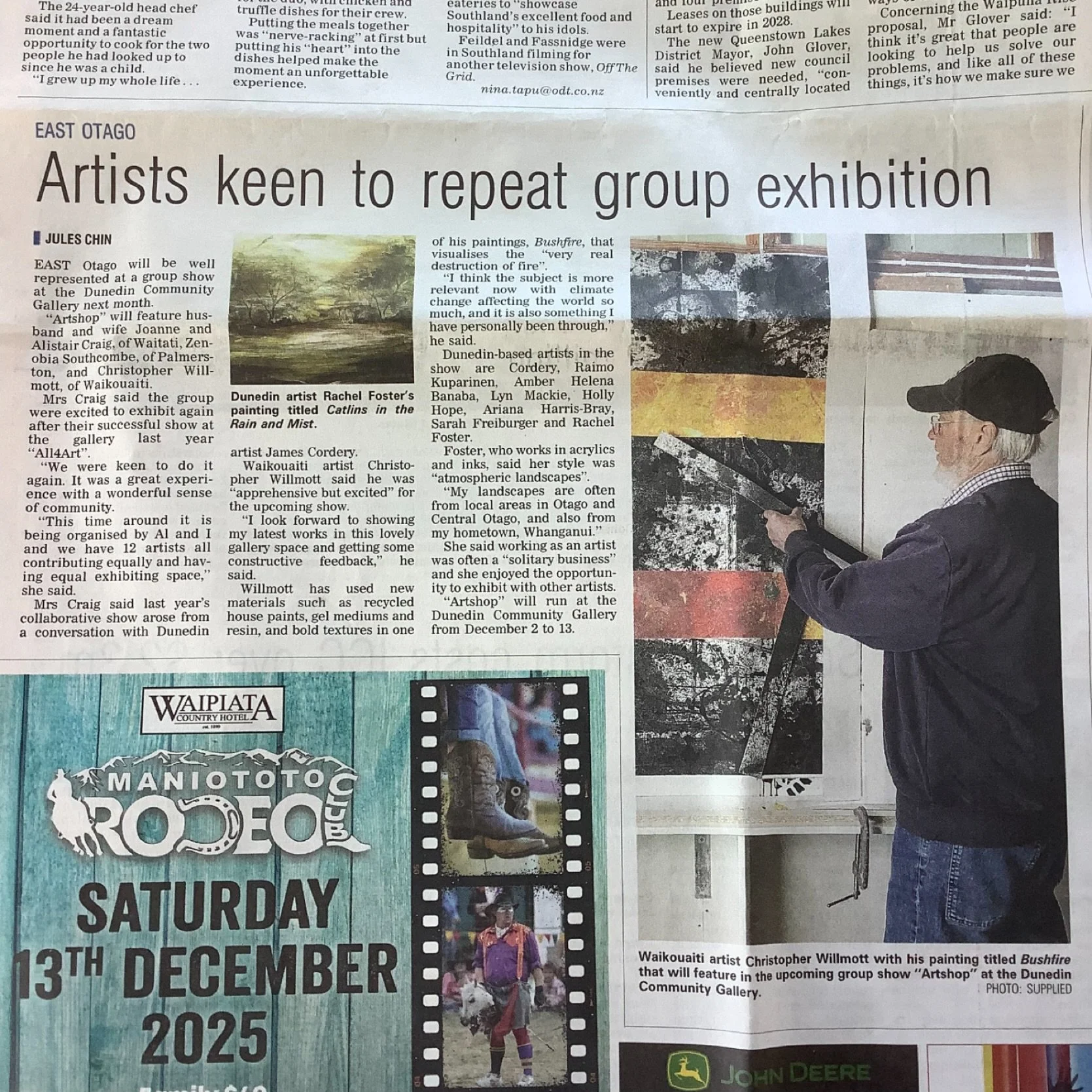 Opening night tonight of the Artists Shop in #dunedinnz with 12 wonderful artists. Open 9 - 5 daily until 13th December. I will have 3 pieces hanging. #christopherwillmottart #nzart #nzartist #dunedinartist #abstractart #contemporaryart